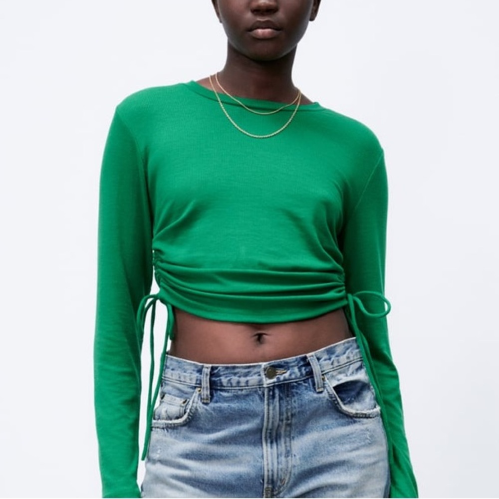 ZARA Ribbed long sleeve blouse